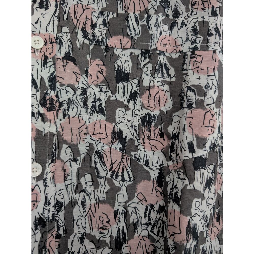 Burberry Men's Linen Graphic Sketch Print Button-down Size Large Gray Pink - Picture 10 of 10